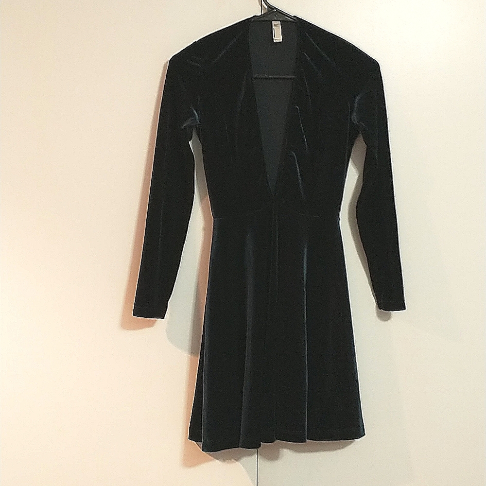 American apparel dark blue/green velour dress, size small